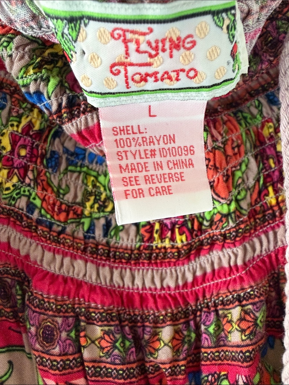 Flying Tomato Tapestry Vibrant Boho Floral smocked Strapless Halter Maxi Dress L - Picture 7 of 9